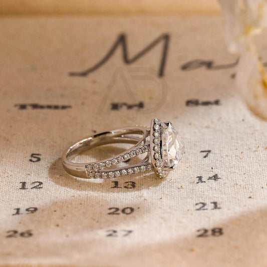 ChatGPT Paved Split Shank Moissanite Engagement Ring, Heart Shaped Wedding Ring, High Profile Bridal Ring, Vintage Style Engagement Ring, Love Anniversary Gift, Women's Moissanite Ring, Customizable Fine Jewelry, Unique Anniversary Gift, Luxurious Symbol of Love, Timeless Elegance, Romantic Anniversary Jewelry