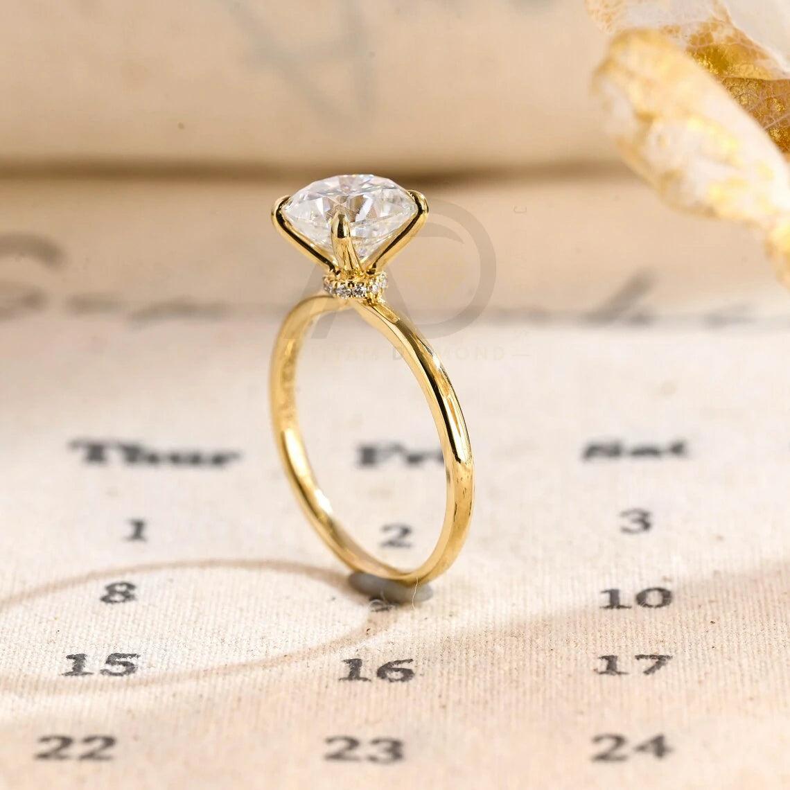 Floral Hidden-Halo Cushion Moissanite Engagement Ring, 4 Prongs Solid Gold Cushion Wedding Ring Gifts, Solitaire Anniversary Rings for Wife, Moissanite Engagement Ring, Hidden-Halo Cushion Ring, Solid Gold Wedding Ring, Anniversary Gift, Solitaire Moissanite Ring, Cushion Cut Ring, Floral Engagement Ring, Wedding Ring Gifts, Anniversary Rings for Wife, Prong Set Moissanite Ring, Gold Anniversary Ring, Handcrafted Wedding Ring