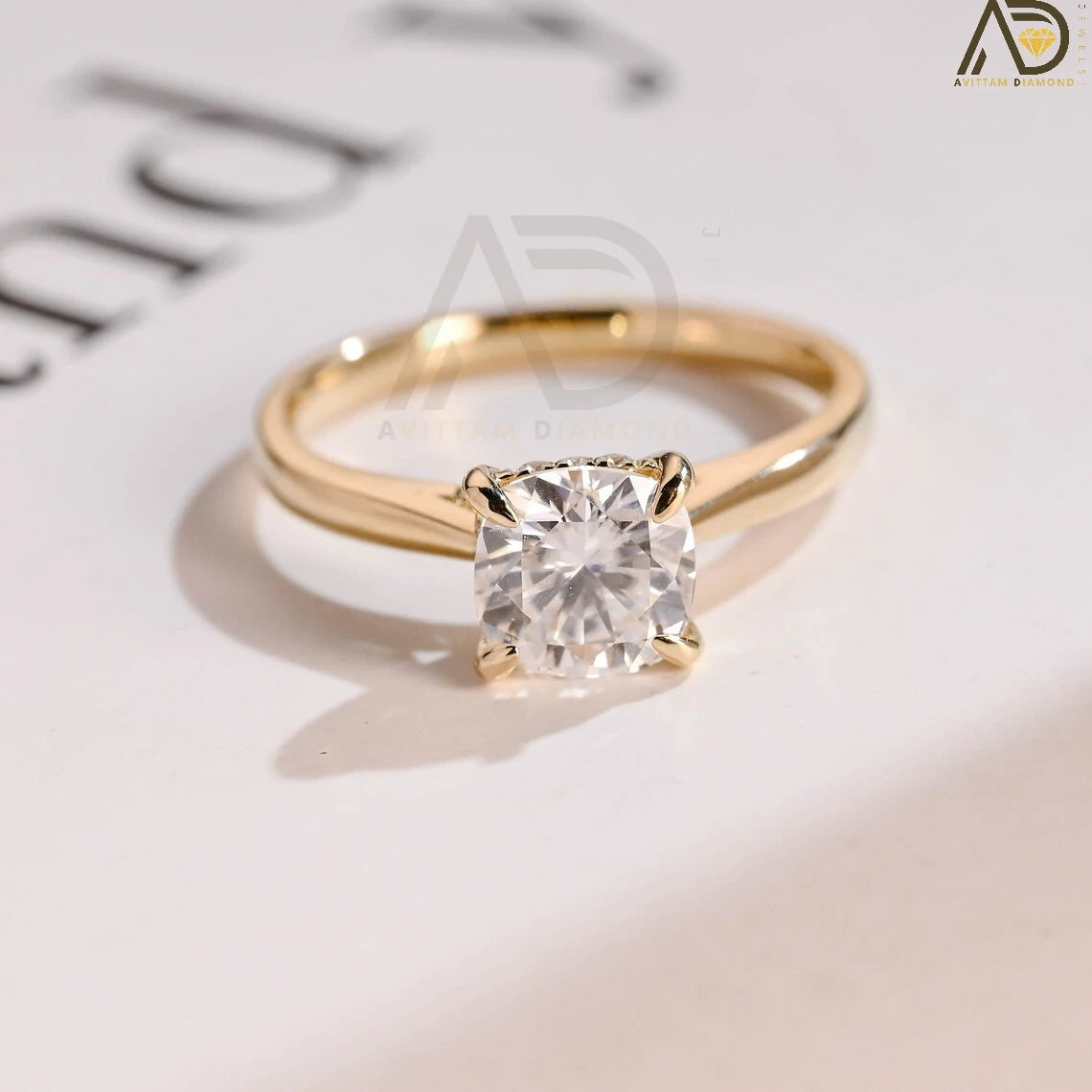 Solid Gold Moissanite Ring