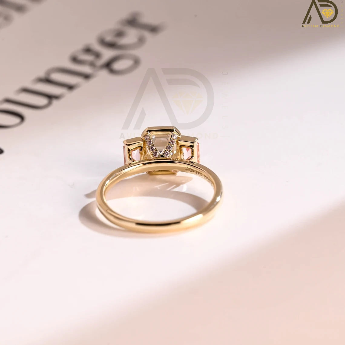 Three-Stone Solid Gold Ring