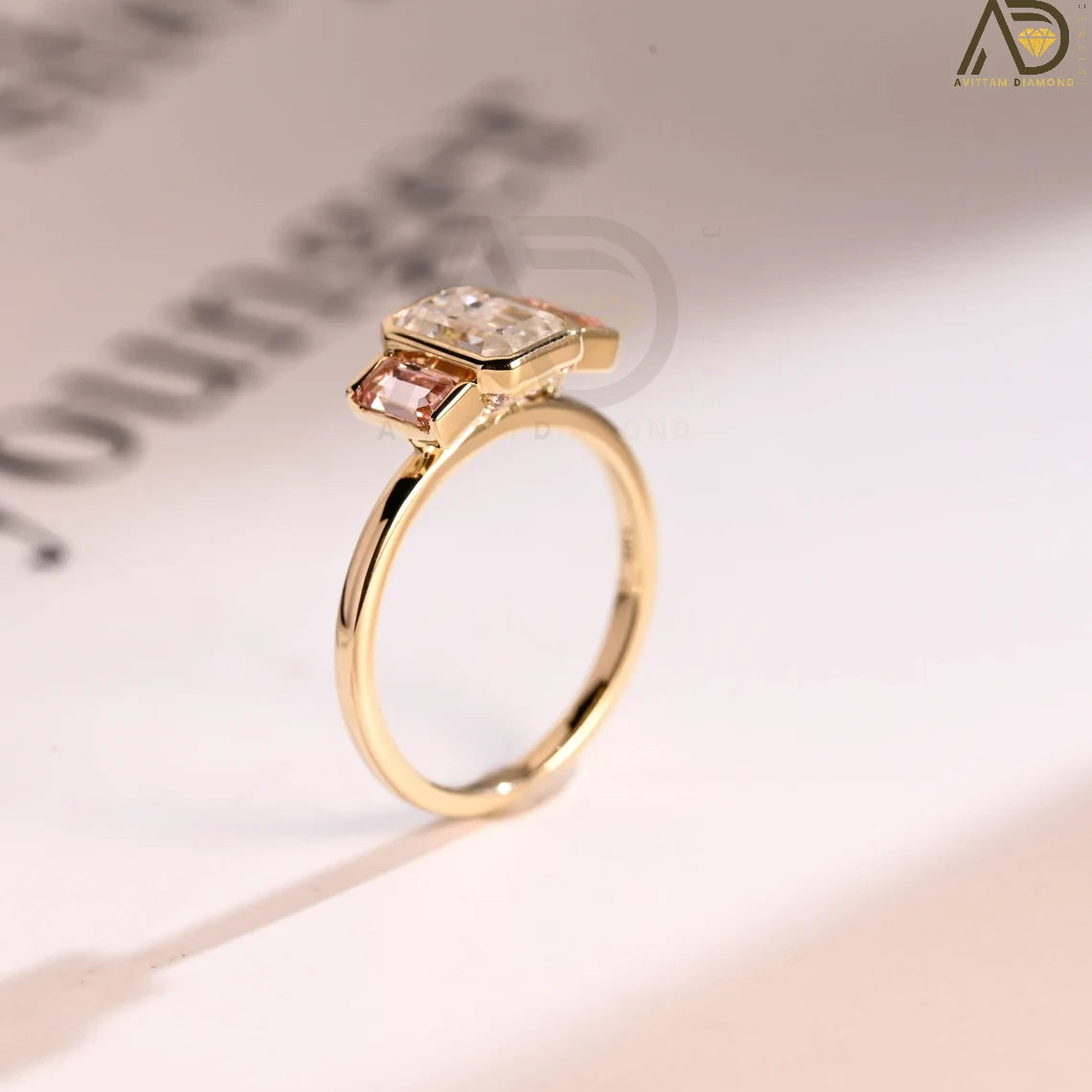 Pink Emerald and Sapphire Ring