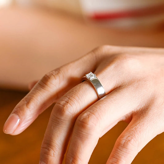 Asscher cut moissanite ring