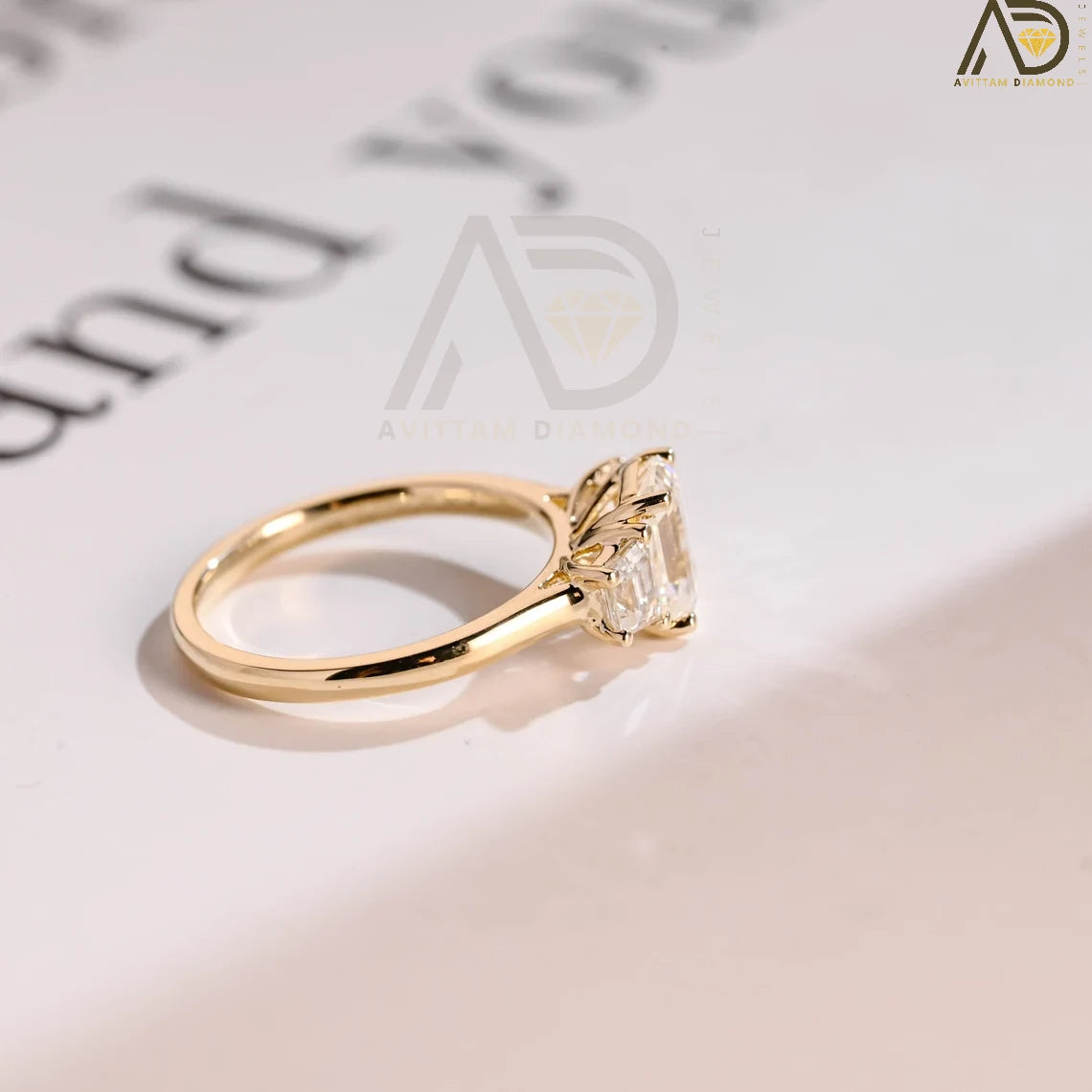 Solid Gold Moissanite Wedding Band |
Trapezoid Accent Engagement Ring |
Stunning Moissanite Wedding Ring |
