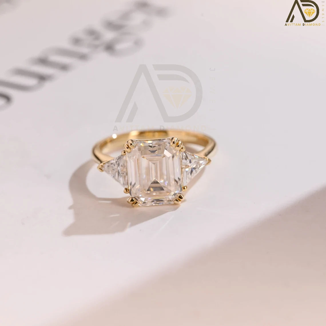 Emerald Cut Moissanite Ring