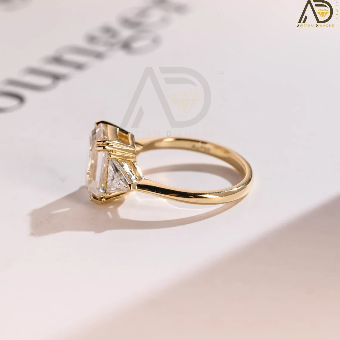 Trillion Side Moissanite Engagement Ring