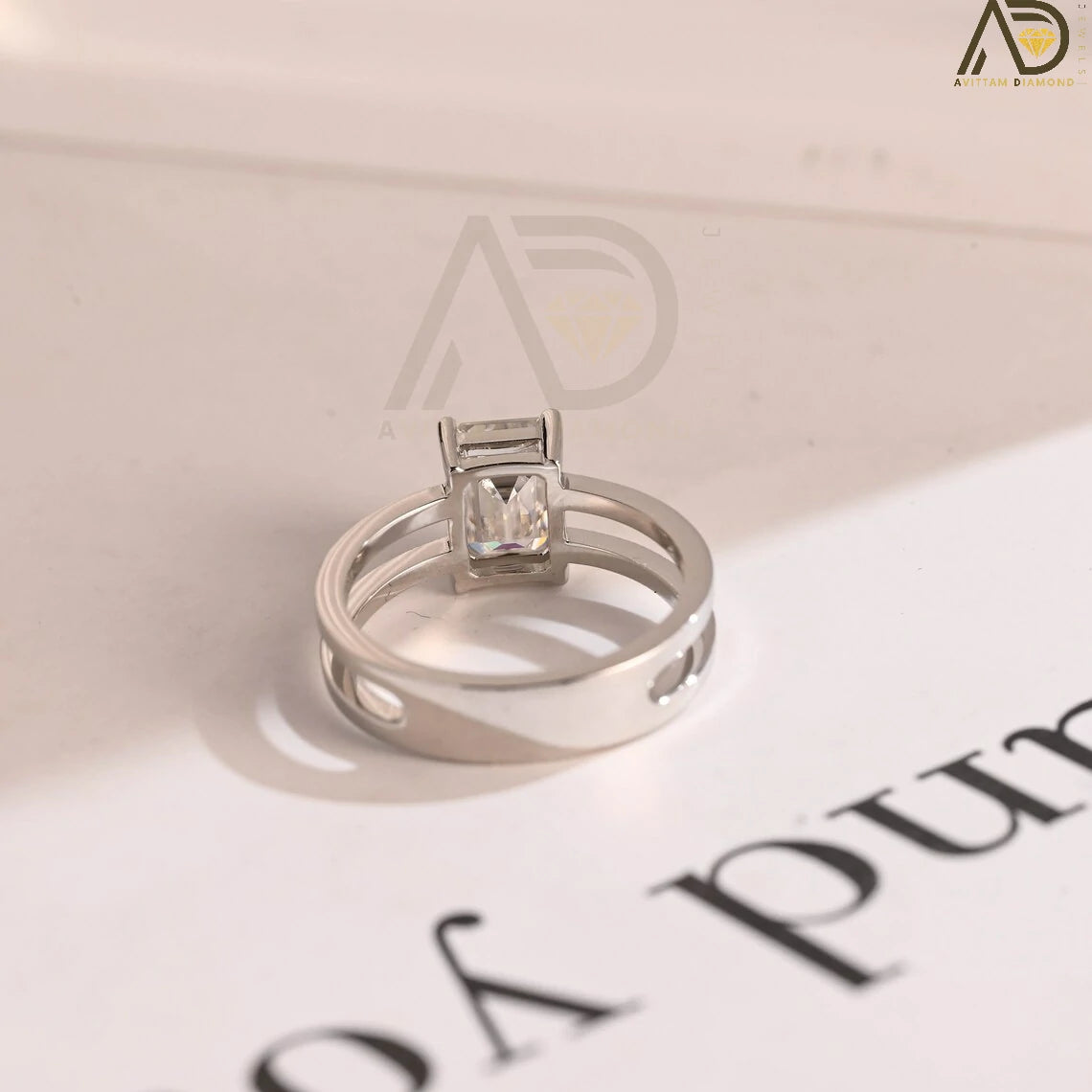 Emerald Cut Moissanite Ring