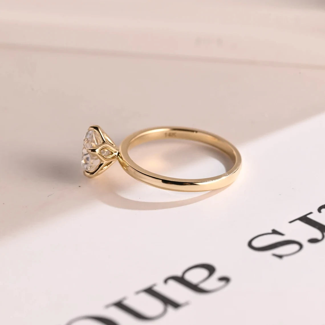 Round Cut Promise Ring | Floral Design in Gold | Anniversary Gift Women