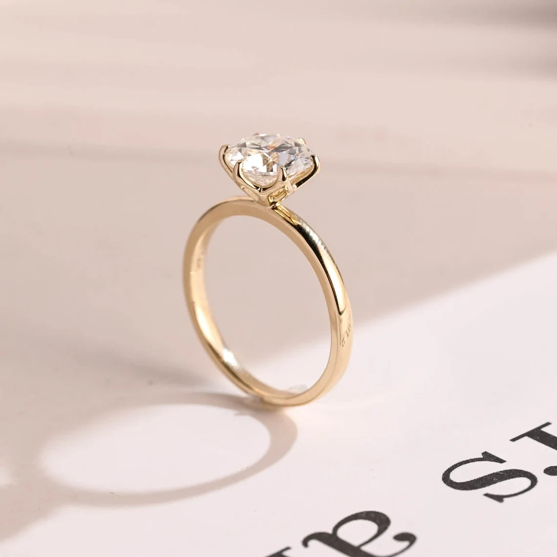 Unique Tulip Engagement Ring | Solid Gold Moissanite | Birthday Surprise Her
