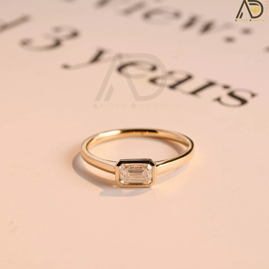 East to West Moissanite Ring