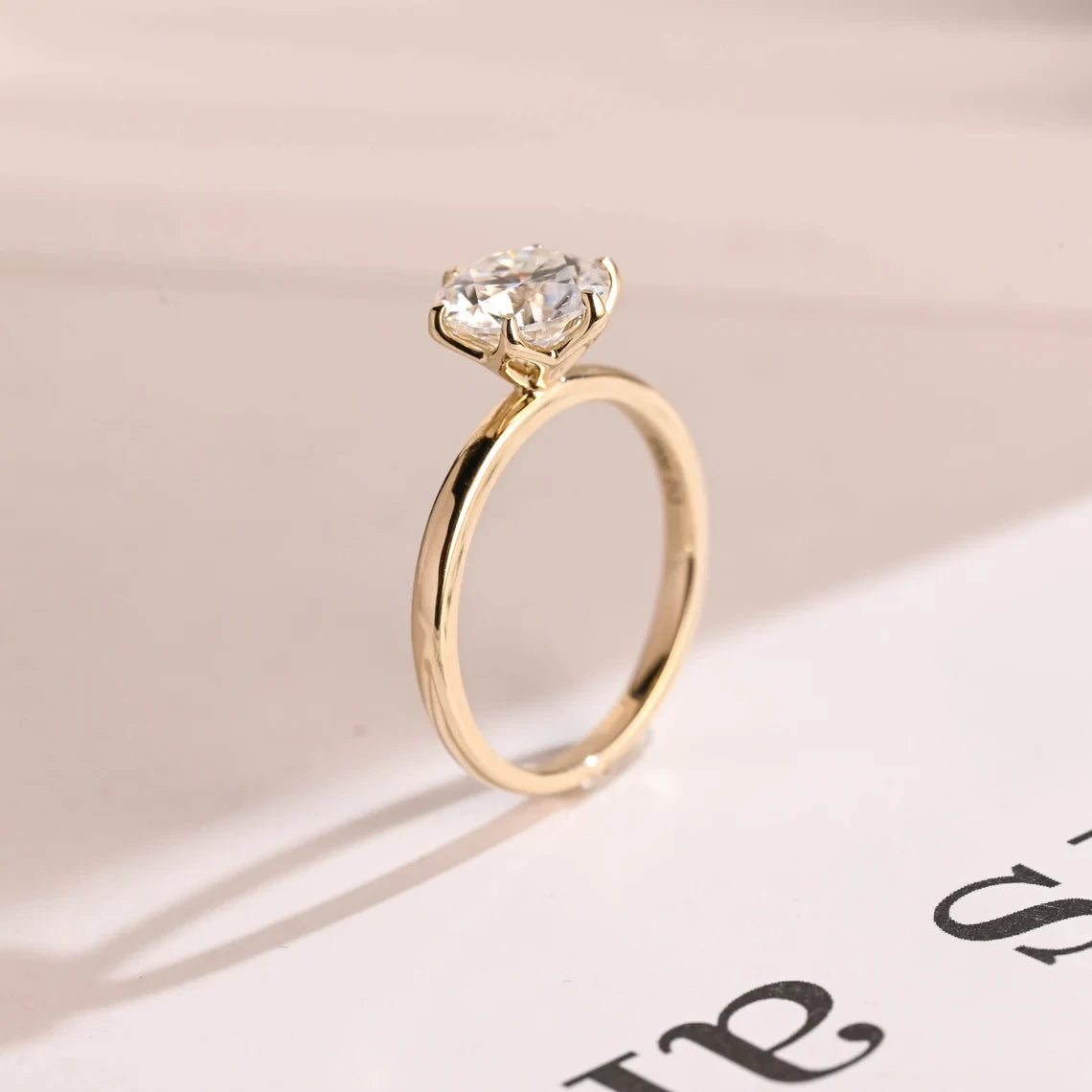 Romantic Gold Ring for Her | Round Cut Moissanite | Proposal Ready Piece