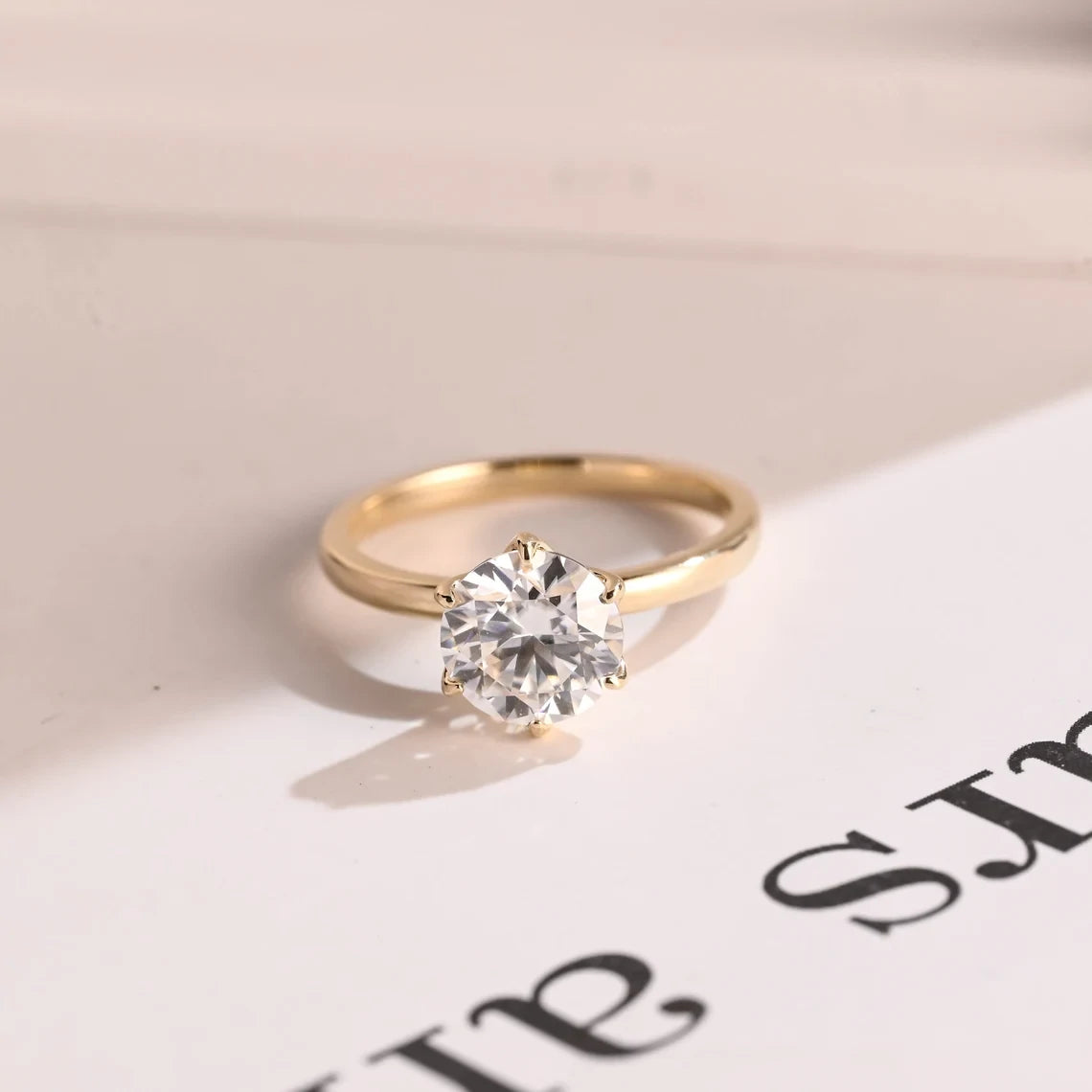 Tulip Floral Moissanite Ring | Solid Gold Gift for Her | Romantic Love Symbol