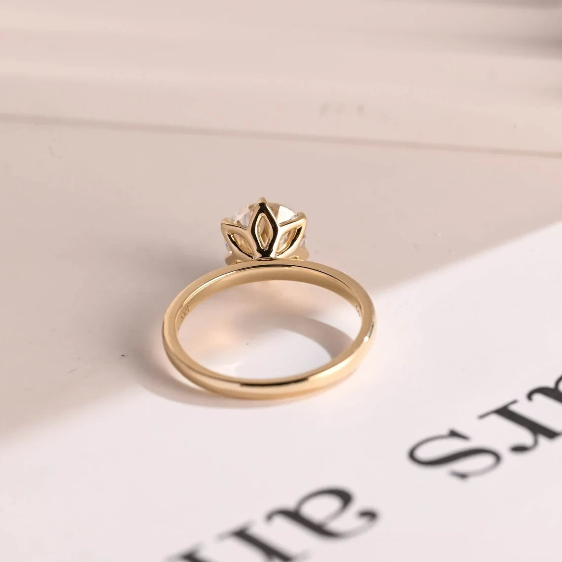 Elegant Floral Bridal Ring | Solid Gold Moissanite | Gift She'll Cherish
