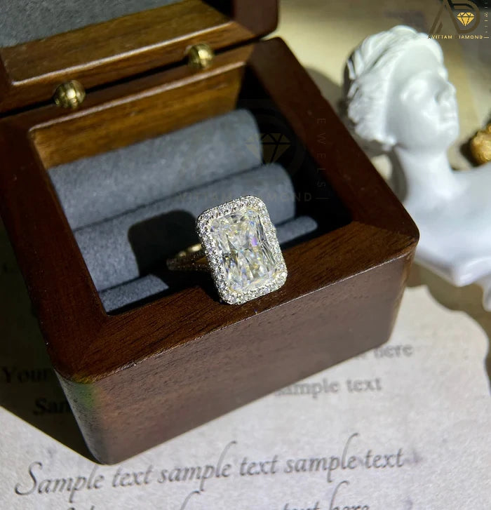 Exquisite Radiant Cut Halo Rings