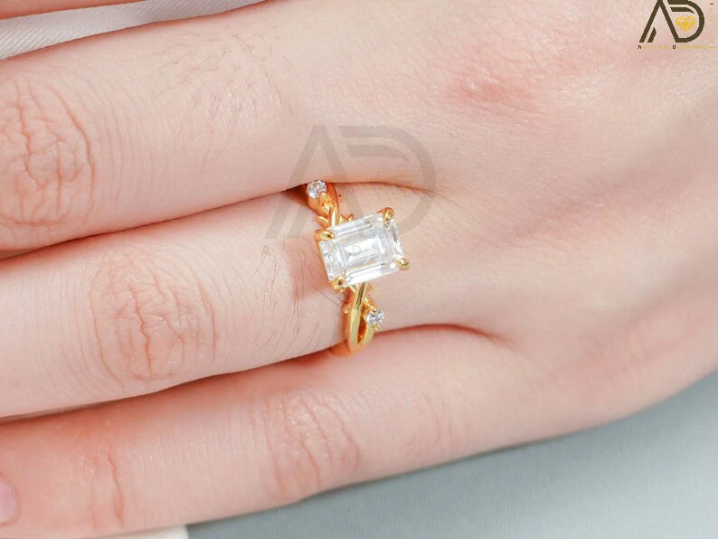 Twisted Moissanite Wedding Ring | 14K Gold Engagement Band | 18K Gold Moissanite Band
