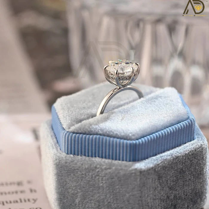 Luxurious Moissanite Engagement Ring - Hidden Halo & Round Cut