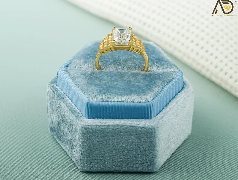 Moissanite Ring, Vintage Cluster