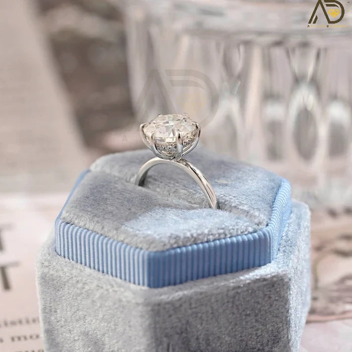 Round Cut Moissanite Ring - Sparkling Hidden Halo Engagement