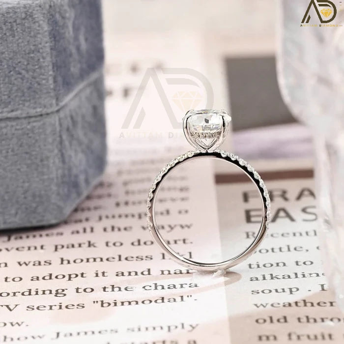 14K White Gold Pave Moissanite Ring - Perfect Anniversary Gift
