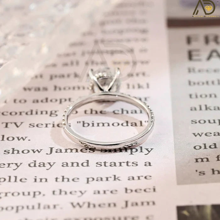 Exquisite 14K White Gold Moissanite Ring - Solitaire and Pave Design