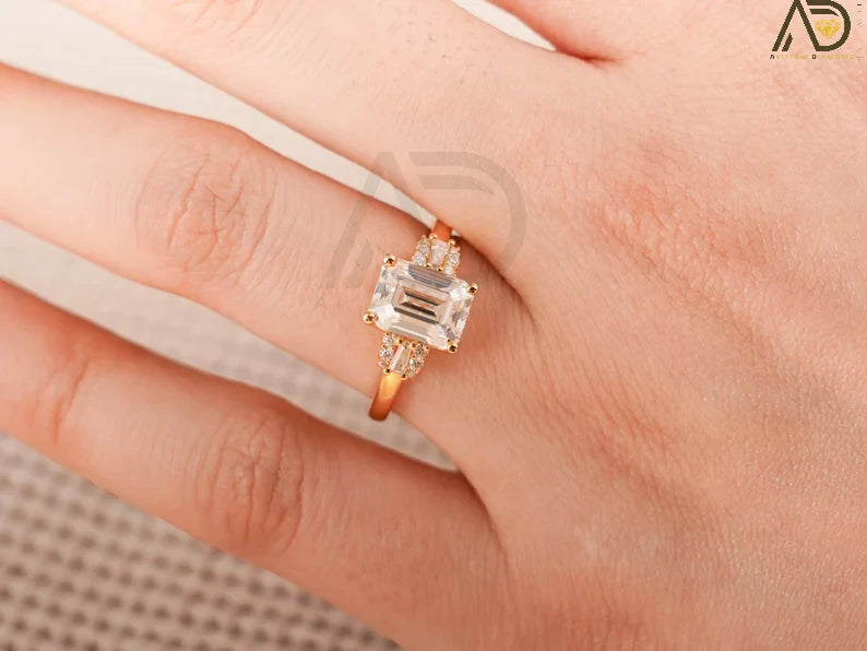 Elegant Engagement Ring, Solid Gold Jewelry