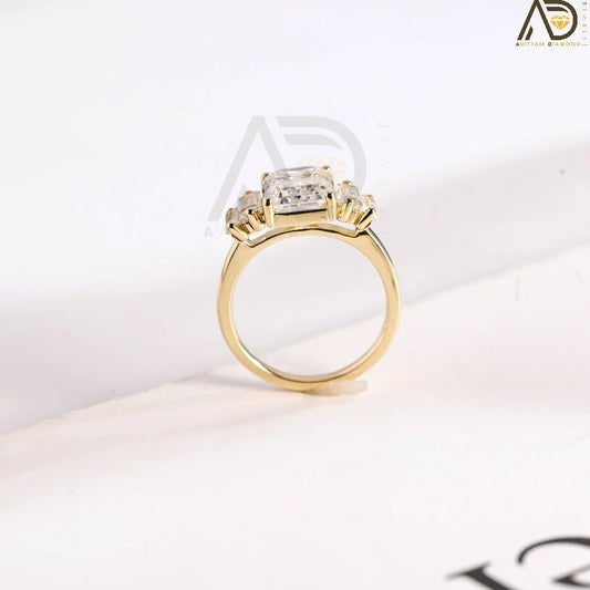 Emerald Cut Moissanite Ring | Baguette Cut Moissanite Ring | Emerald & Baguette Ring