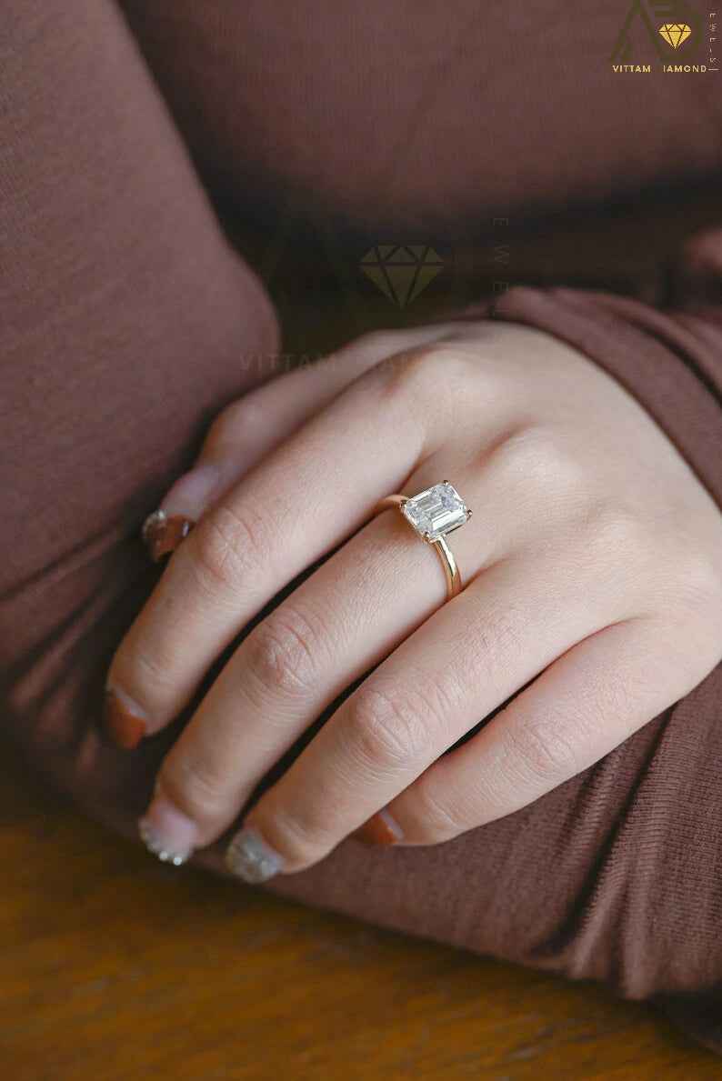 10K Gold Moissanite Ring | 14K Gold Engagement Ring | 18K Gold Moissanite Ring
