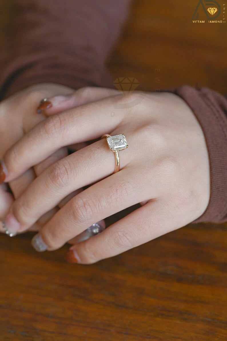 Emerald Cut Diamond Style | Moissanite Jewelry for Women | Elegant Promise Ring Design