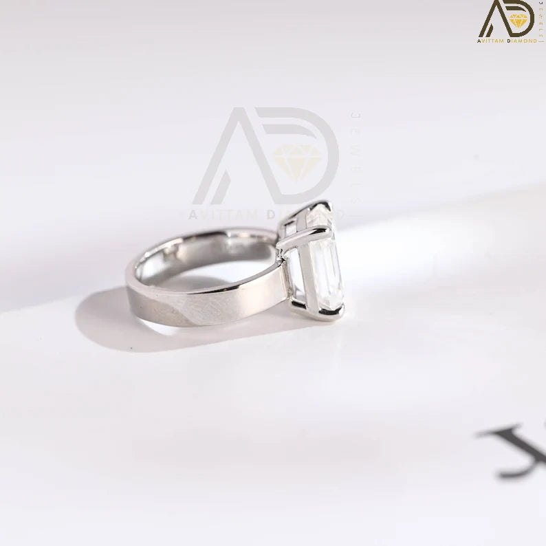Emerald Cut Moissanite | Moissanite Engagement Band | Handmade Gold Ring