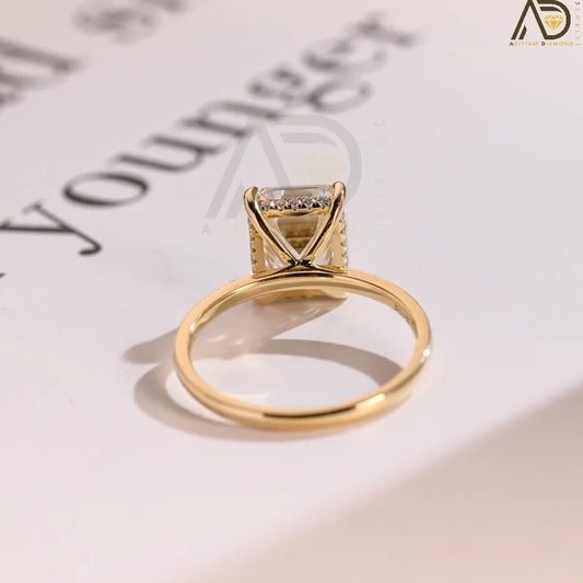 Emerald Moissanite Engagement Ring