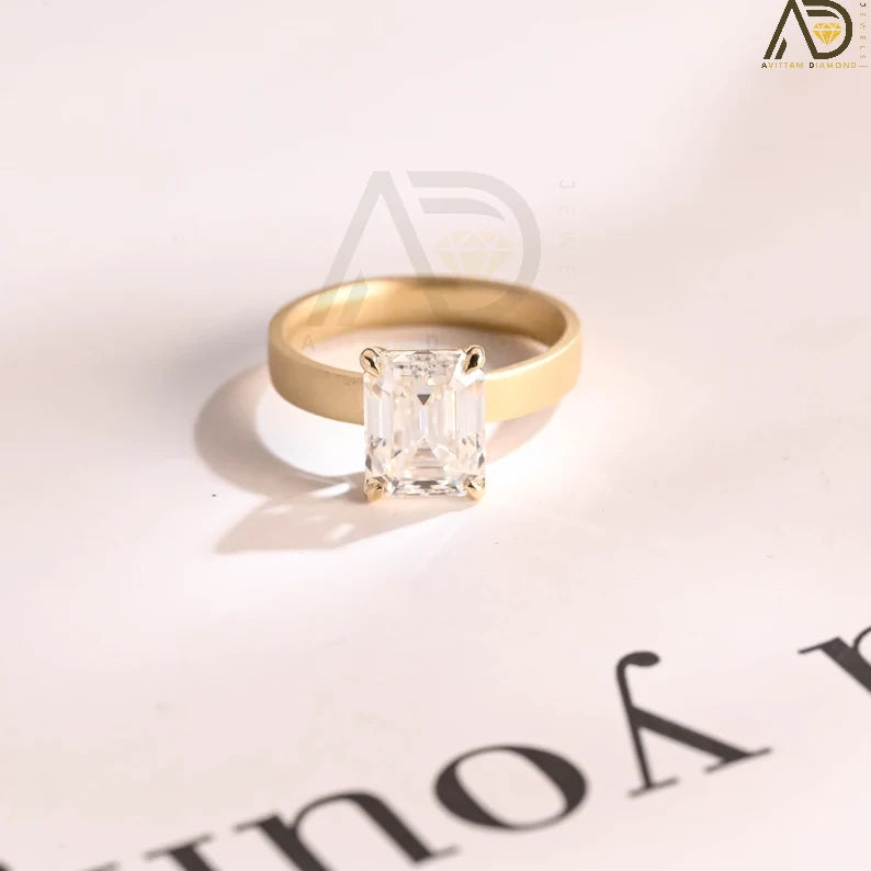 Simple Gold Moissanite Ring | Stylish Anniversary Ring | Handcrafted Gold Jewelry