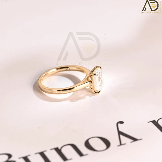Solid Gold Emerald Cut Moissanite Engagement Ring – Timeless Jewelry for Her