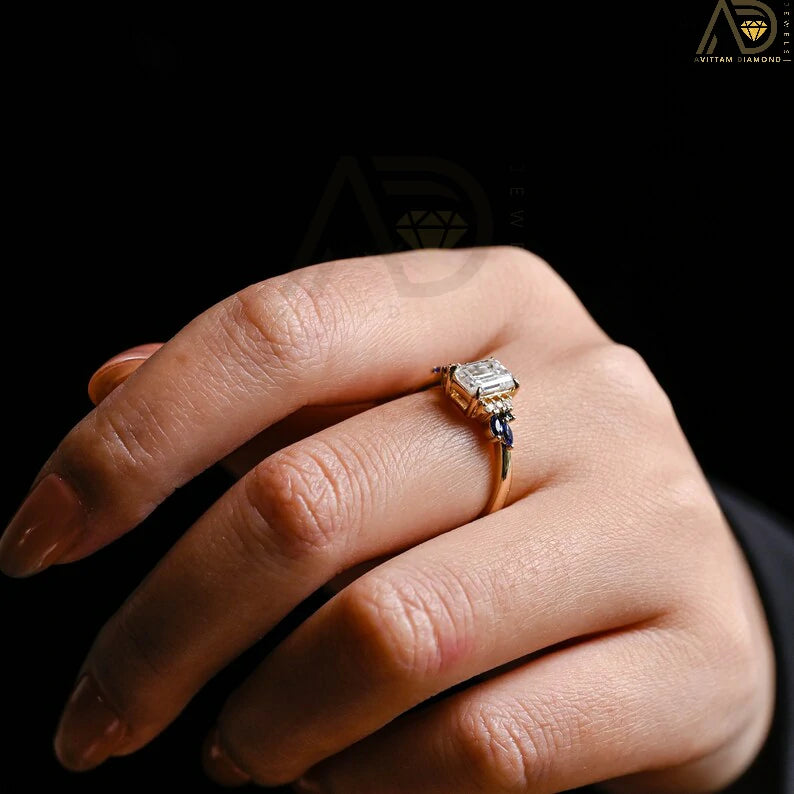 Emerald Moissanite Wedding Ring |
Unique Anniversary Gift for Her |
Green Marquise Moissanite Wedding Ring