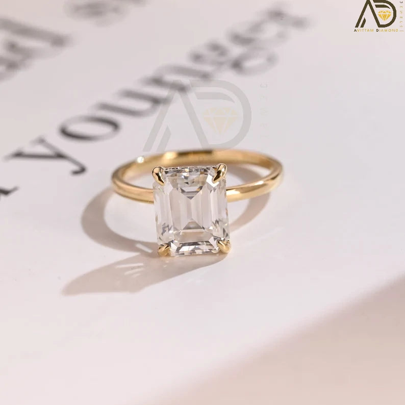 Unique Promise Ring for Her | Moissanite Ring with Hidden Halo | Engagement Ring with Hidden Halo