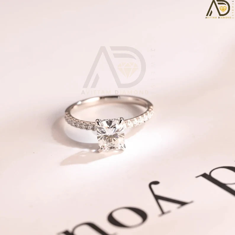 Solid Gold Moissanite Engagement Ring