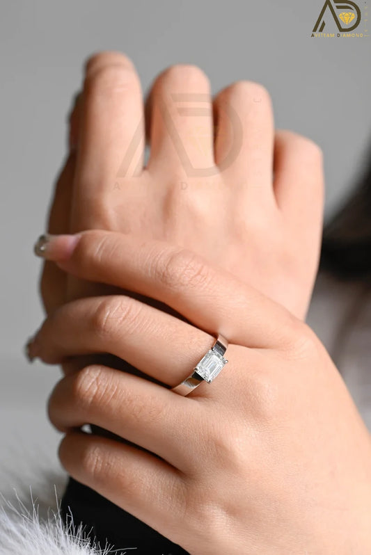 East to West Moissanite Ring