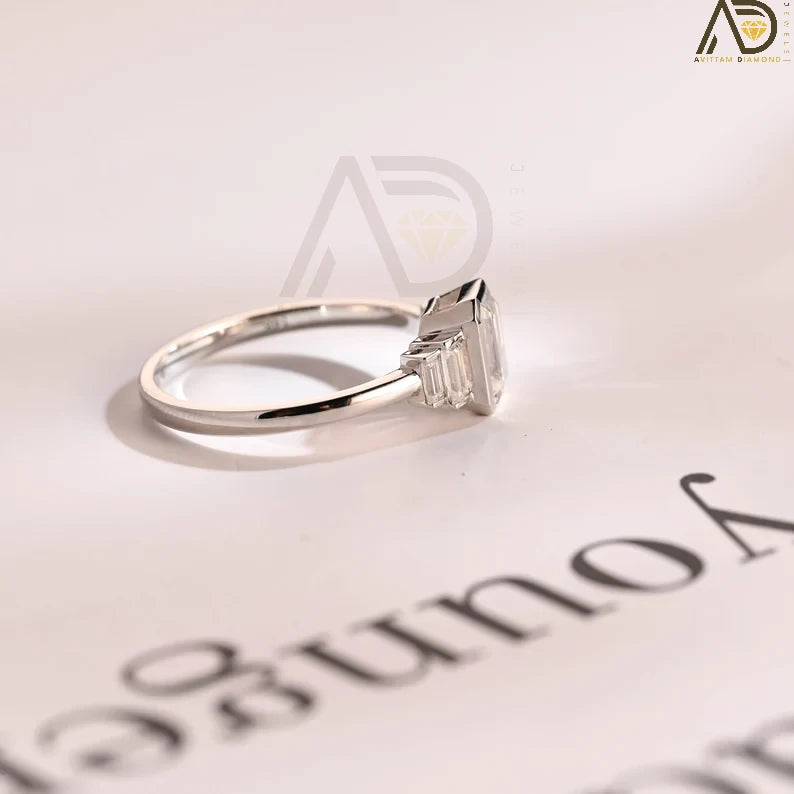 baguette cut moissanite ring,