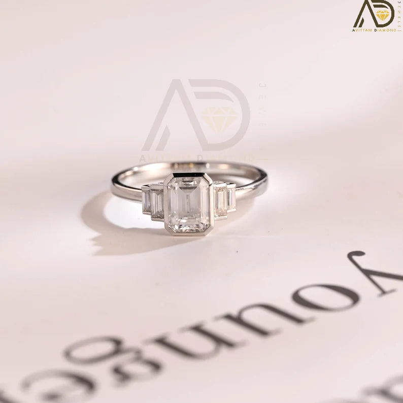solid gold moissanite engagement ring