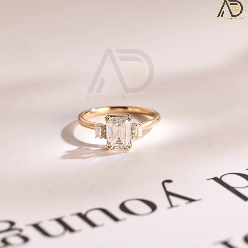Solid Gold Moissanite Ring,