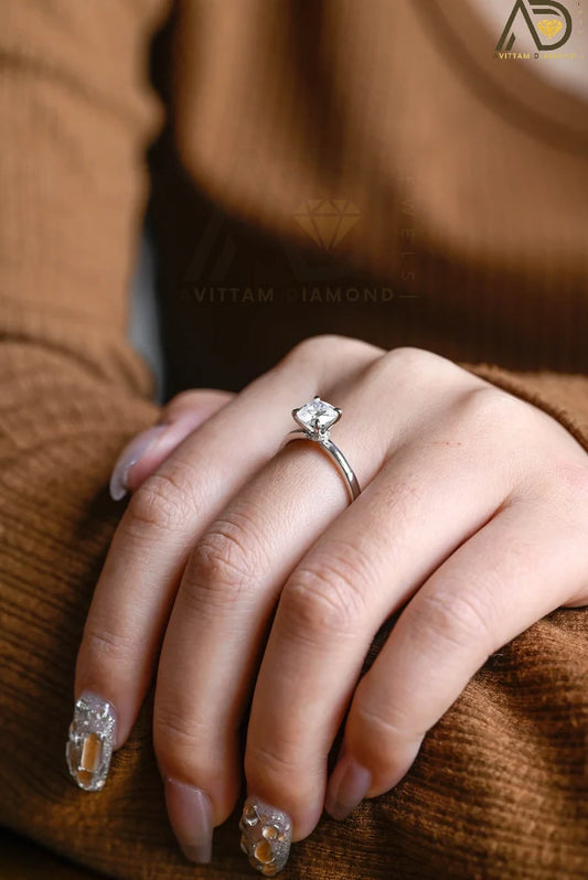 Solid Gold Cushion Moissanite Ring