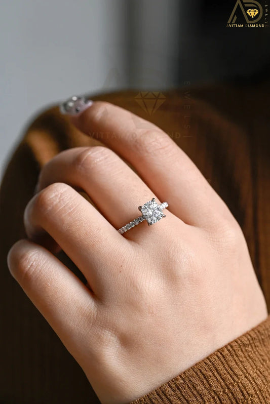 Solid Gold Moissanite Engagement Ring