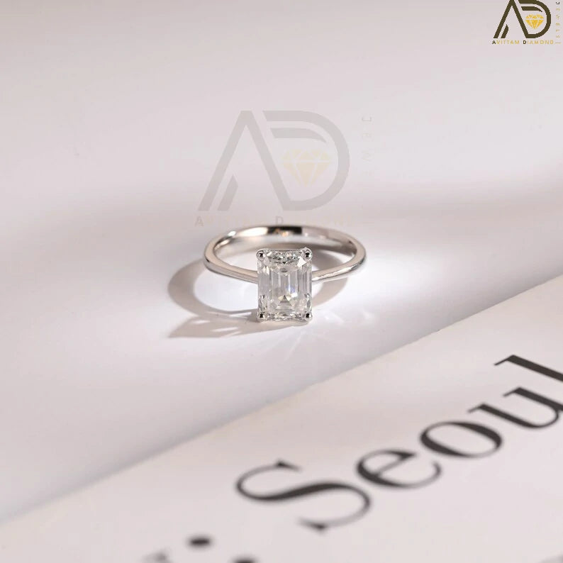 Solid gold emerald cut engagement ring