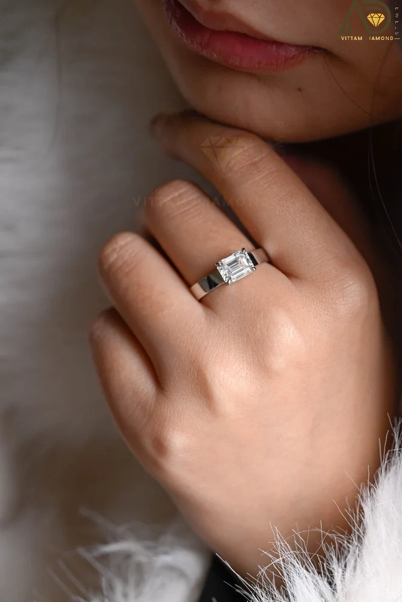 East to West Moissanite Ring