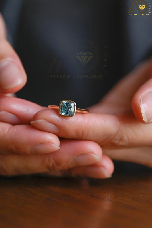 Solid Gold Aquamarine Engagement Ring
