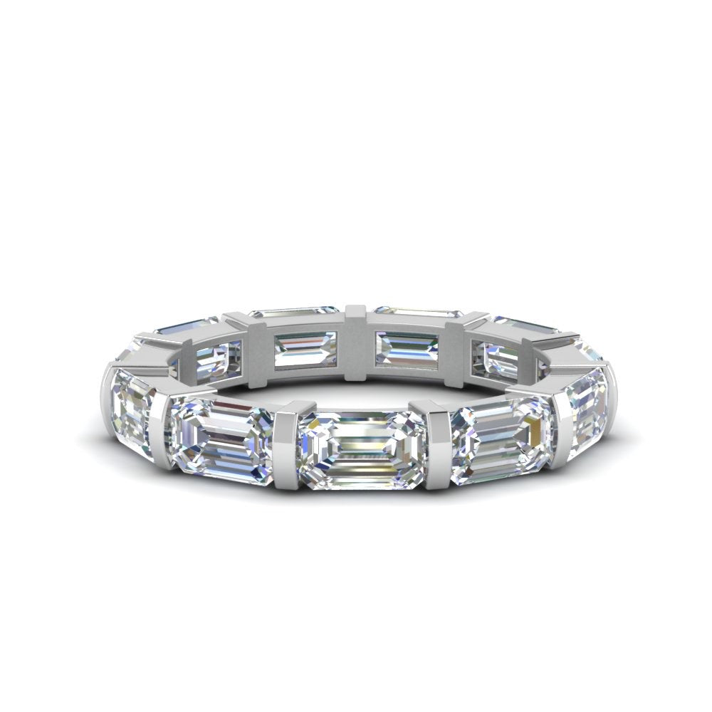 14K Solid White Gold | 6x4 Emerald Cuts Moissanite High Quality with IDGL Certified E-F Color| 9 US