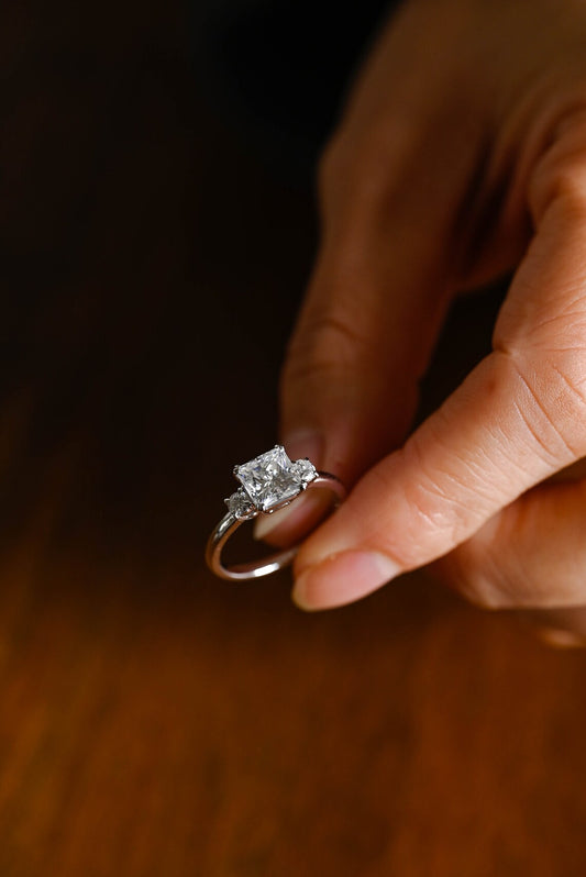Princess cut moissanite ring