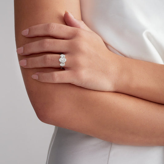 Oval three stone engagement ring
