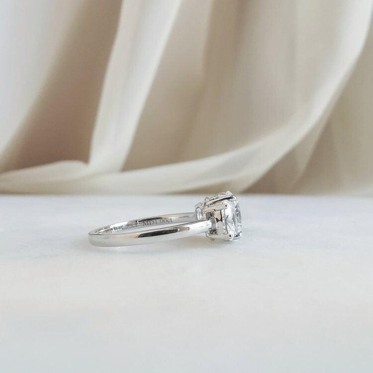 Three stone Moissanite engagement ring, vintage Solid yellow gold Unique Oval engagement ring, Simple ring, Bridal Anniversary Promise ring