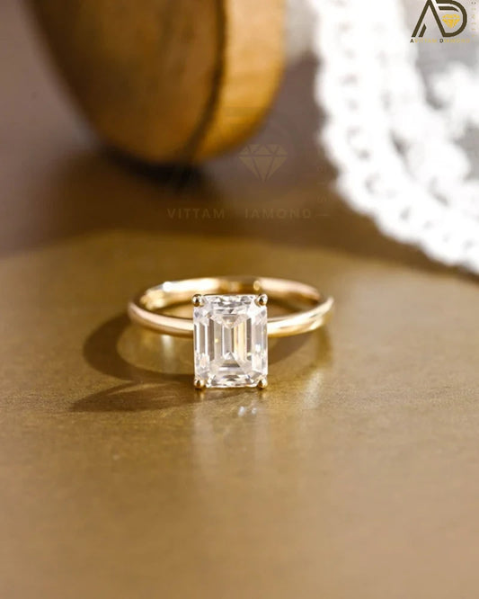 Emerald Cut Moissanite Ring
