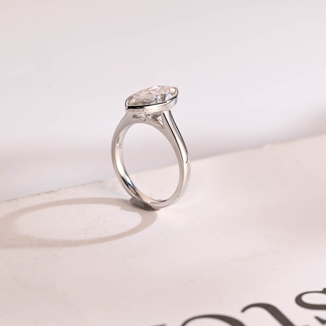 Cathedral shank engagement ring