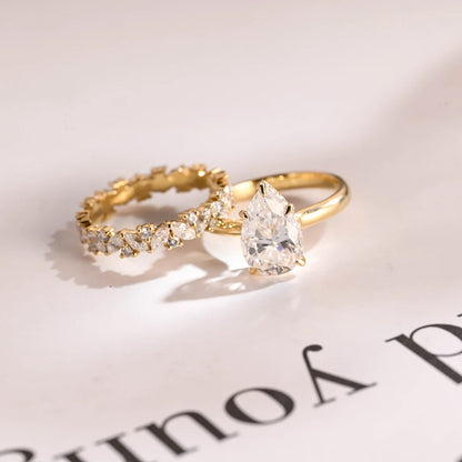 Pear cut moissanite ring